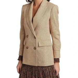 Veronica Beard Pyle Dickey Jacket Camel Double Breasted Blazer